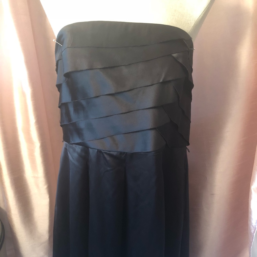 Satin strapless lace up dress